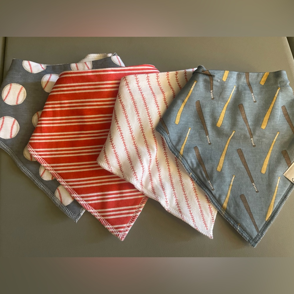 Copper Pearl Baseball-Themed bibs set of 4